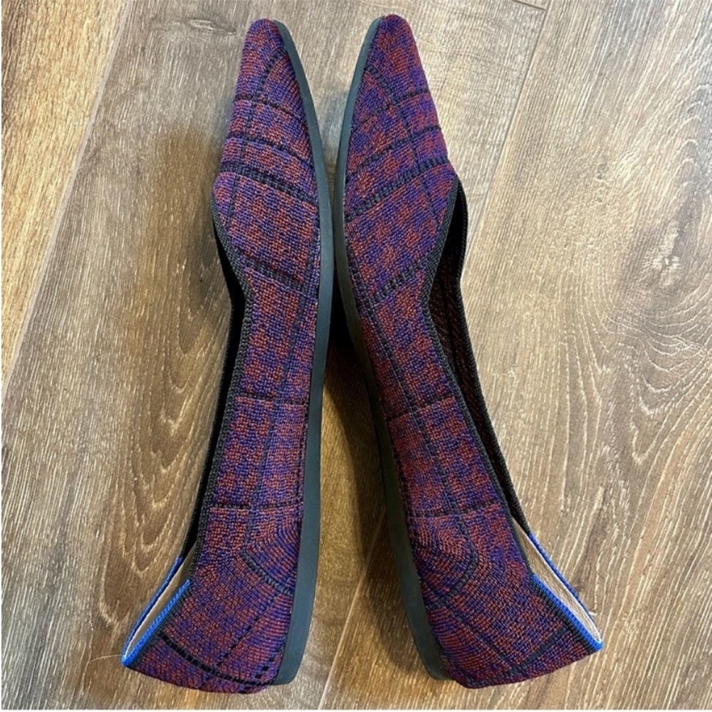 Rothy’s The Point Flats In Cranberry Plaid, Plum Purple Burgundy, Size 10 - Picture 3 of 10